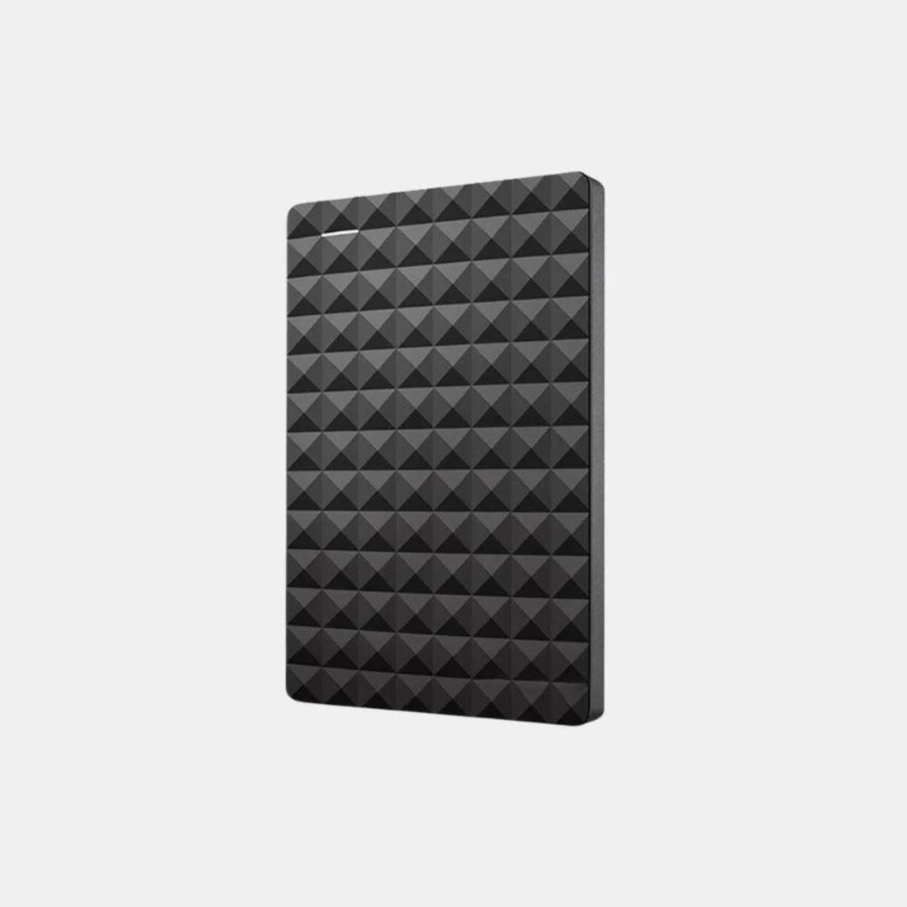 Black drive with a pyramid-patterned top, shown at an angle on a plain light grey background 7