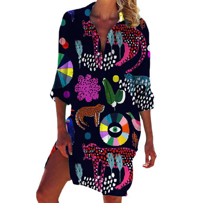 Long Hawaiian blouse with floral pattern – Zoë