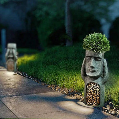 Easter Island Pot Plant Figure with LED Light - MoaiGlow