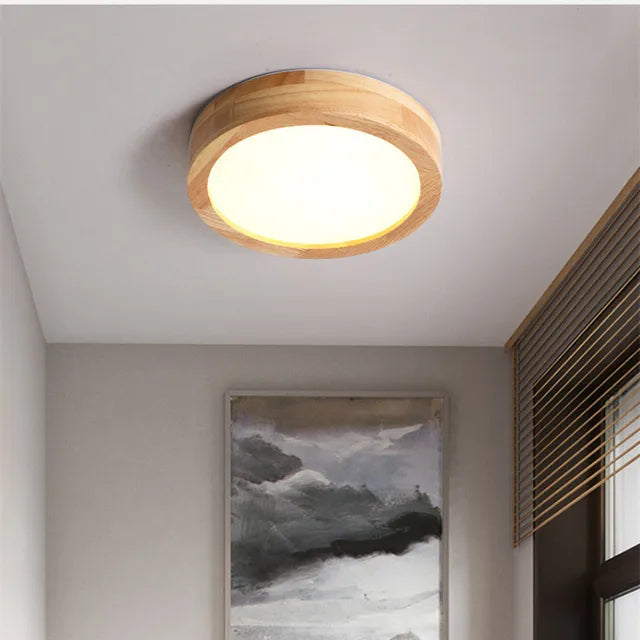 Round Wooden Scandinavian Ceiling Lamp - NordicLuxe