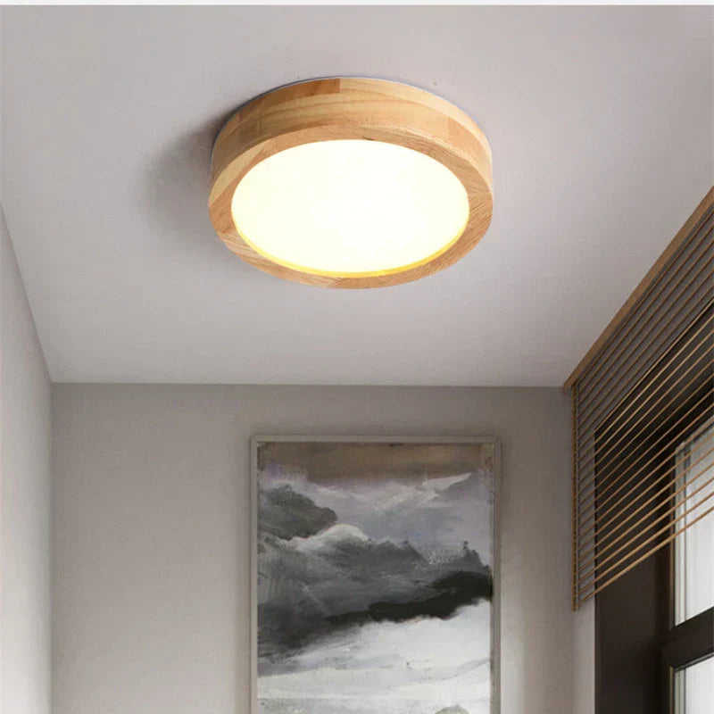 Round Wooden Scandinavian Ceiling Lamp - NordicLuxe
