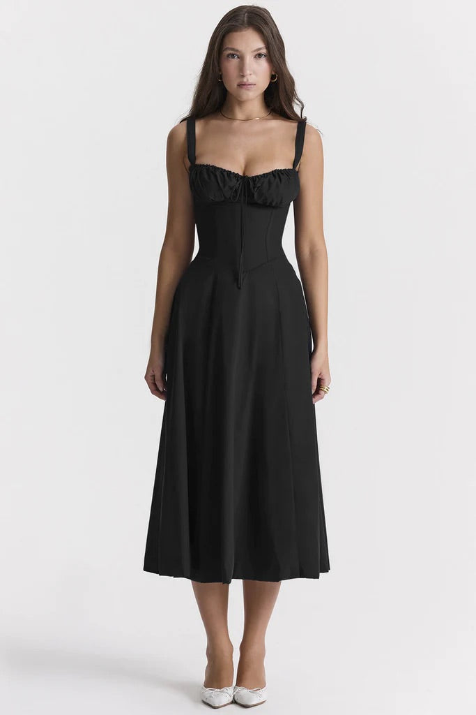 Floral Maxi Dress with Waist Definition - Fleur