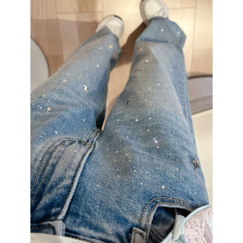 Ladies Glitter Jeans for a Sparkling Look - Jade