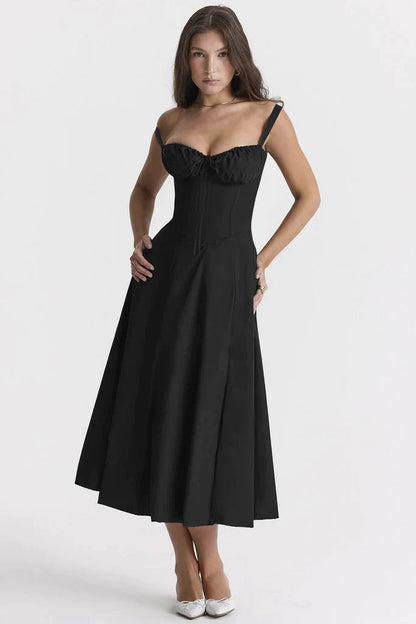 Floral Maxi Dress with Waist Definition - Fleur