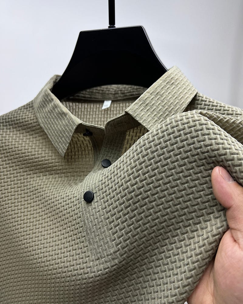 Breathable men's polo shirt with mesh details & slim fit – Milan Autumn Edition
