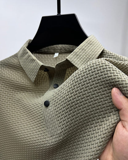 Breathable men's polo shirt with mesh details & slim fit – Milan Autumn Edition