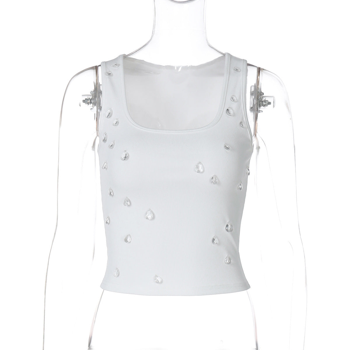 Trendy women's crop top with embellishment and figure-hugging cut – Liora