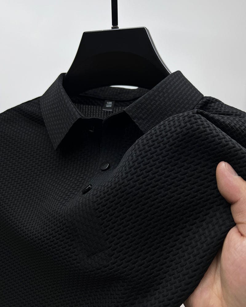 Breathable men's polo shirt with mesh details & slim fit – Milan Autumn Edition