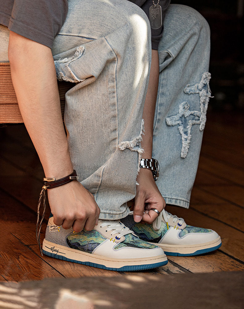 Artistic unisex sneakers with starry night design & comfort sole – Lior