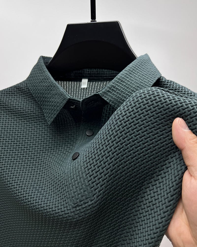 Breathable men's polo shirt with mesh details & slim fit – Milan Autumn Edition