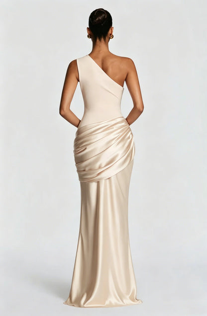 Sidonie One-Shoulder Draped Satin Maxi Dress 29