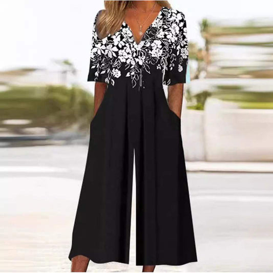Autumnal & Stylish Women's Wide-Leg Jumpsuit – Elina
