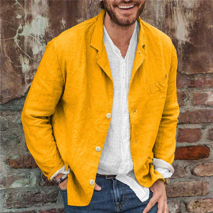 Lightweight autumn jacket in a linen-cotton blend for men – Casper