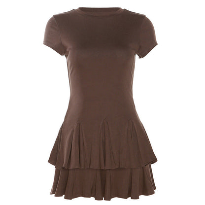 Stylish mini dress with peplum and round neckline – Nayeli