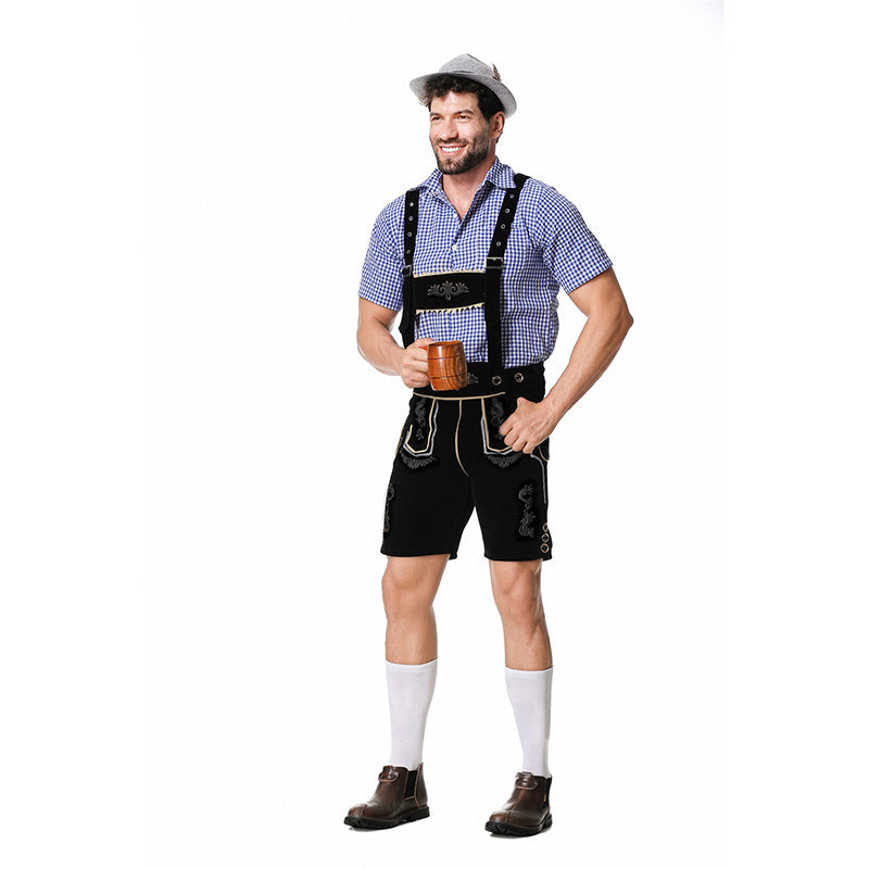 Men's Bavarian Costume Set with Lederhosen and Shirt 9