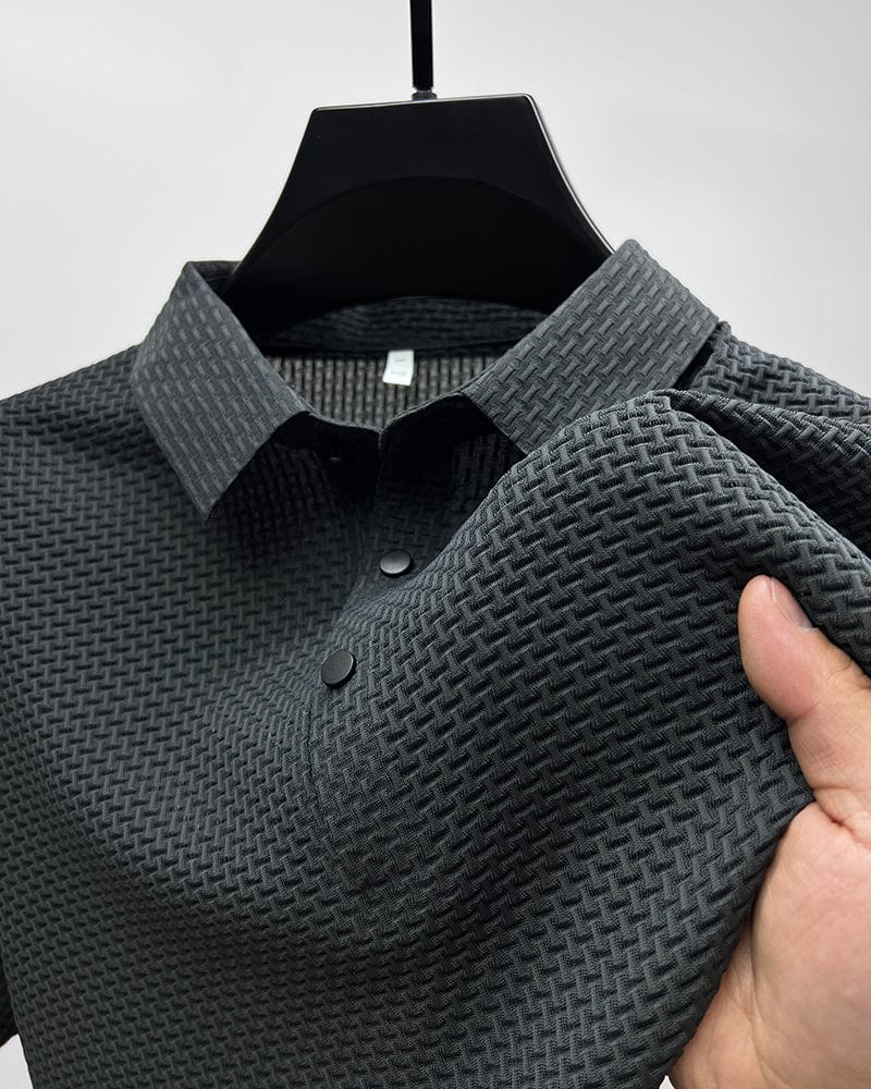 Breathable men's polo shirt with mesh details & slim fit – Milan Autumn Edition