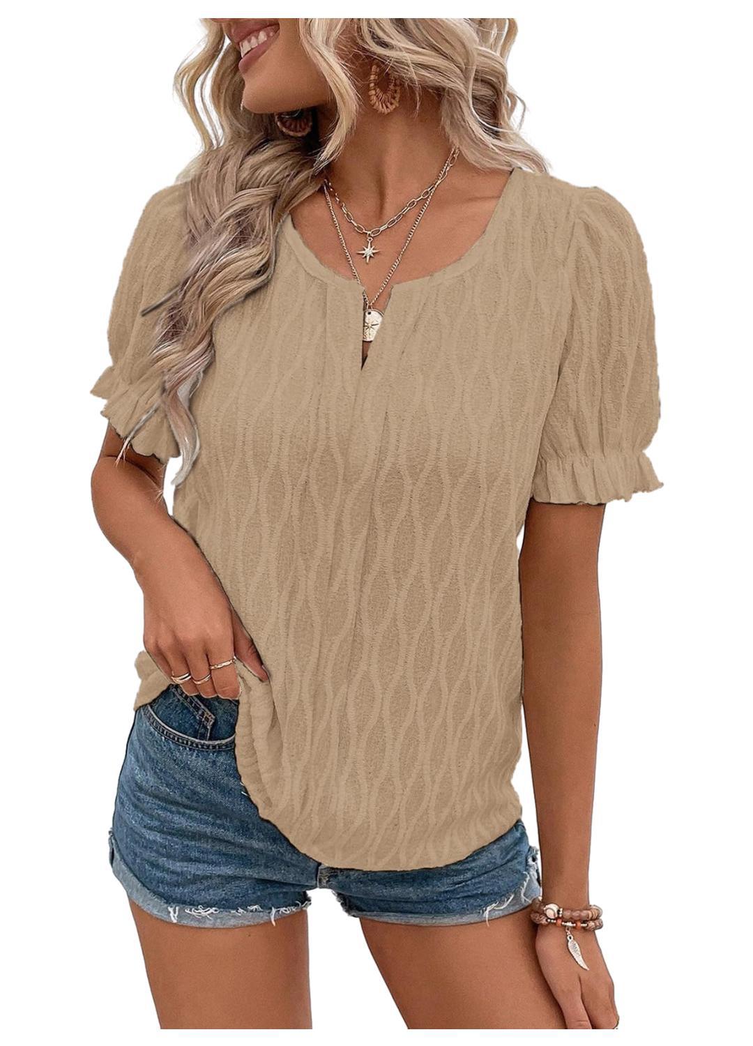 Airy & Stylish Women's Puff Sleeve Blouse with Lace Accent – Noemi