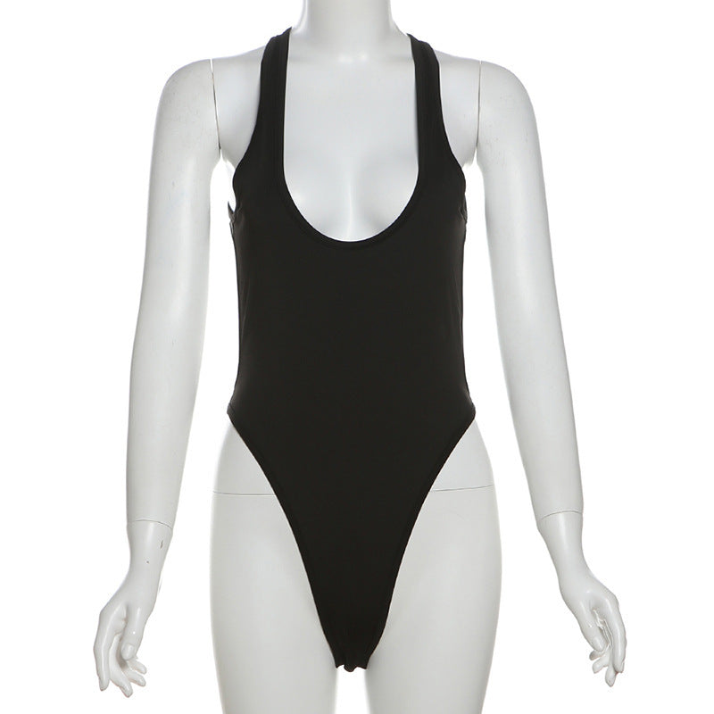 Stylish women's swimsuit with a deep round neckline & body-hugging cut – Noa