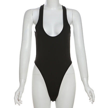 Stylish women's swimsuit with a deep round neckline & body-hugging cut – Noa