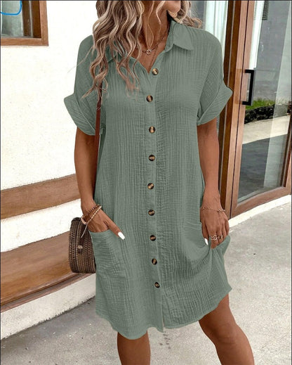 Summer dress with button fastening and short sleeves – Lotte