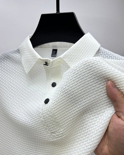 Breathable men's polo shirt with mesh details & slim fit – Milan Autumn Edition