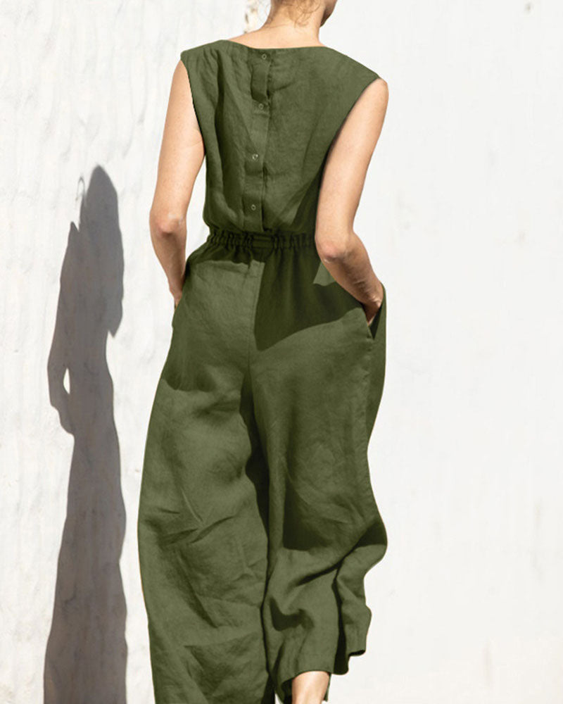 Sleeveless jumpsuit with wide leg – Aurelia