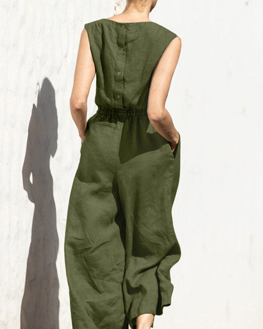 Sleeveless jumpsuit with wide leg – Aurelia