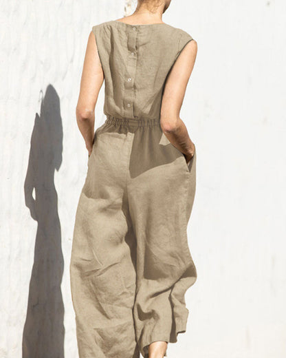 Sleeveless jumpsuit with wide leg – Aurelia