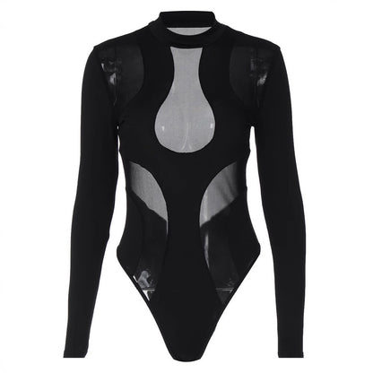 Trendy women's bodysuit with cut-outs and mesh inserts – Nayeli