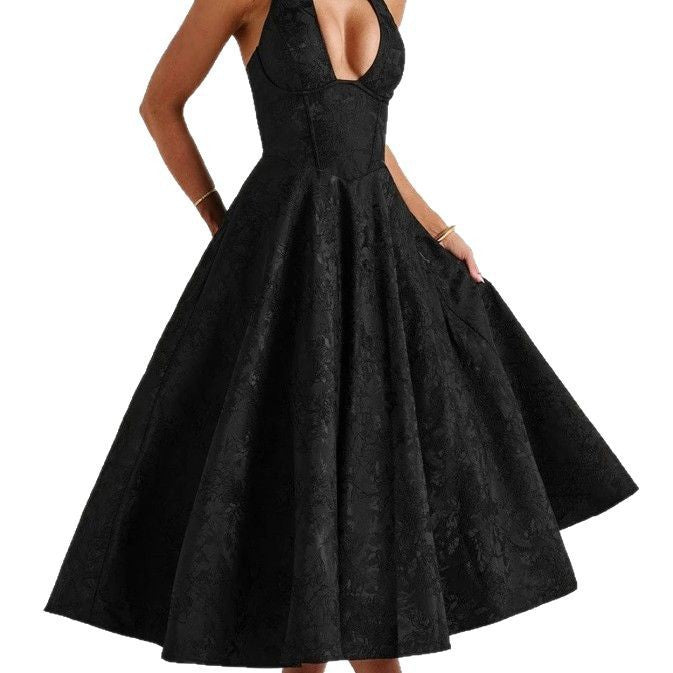 Stylish Women's A-Line Cocktail Dress with Deep V-Neck – Liora