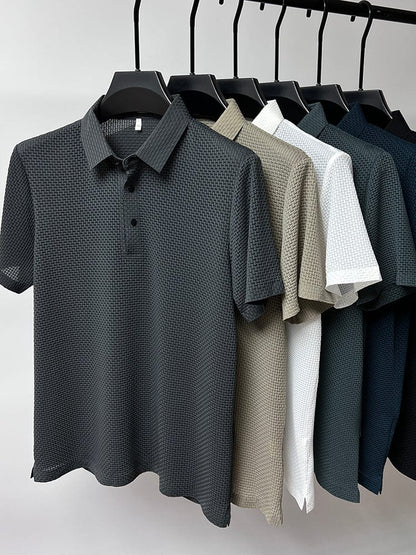 Breathable men's polo shirt with mesh details & slim fit – Milan Autumn Edition