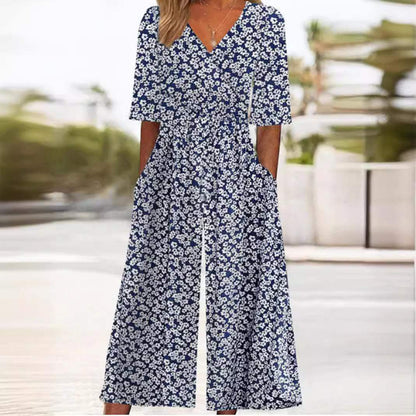 Autumnal & Stylish Women's Wide-Leg Jumpsuit – Elina