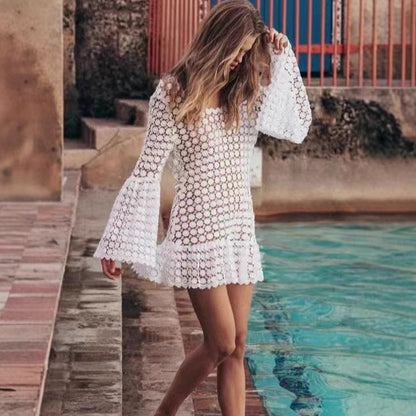 Backless summer mini dress with flared sleeves – Maja