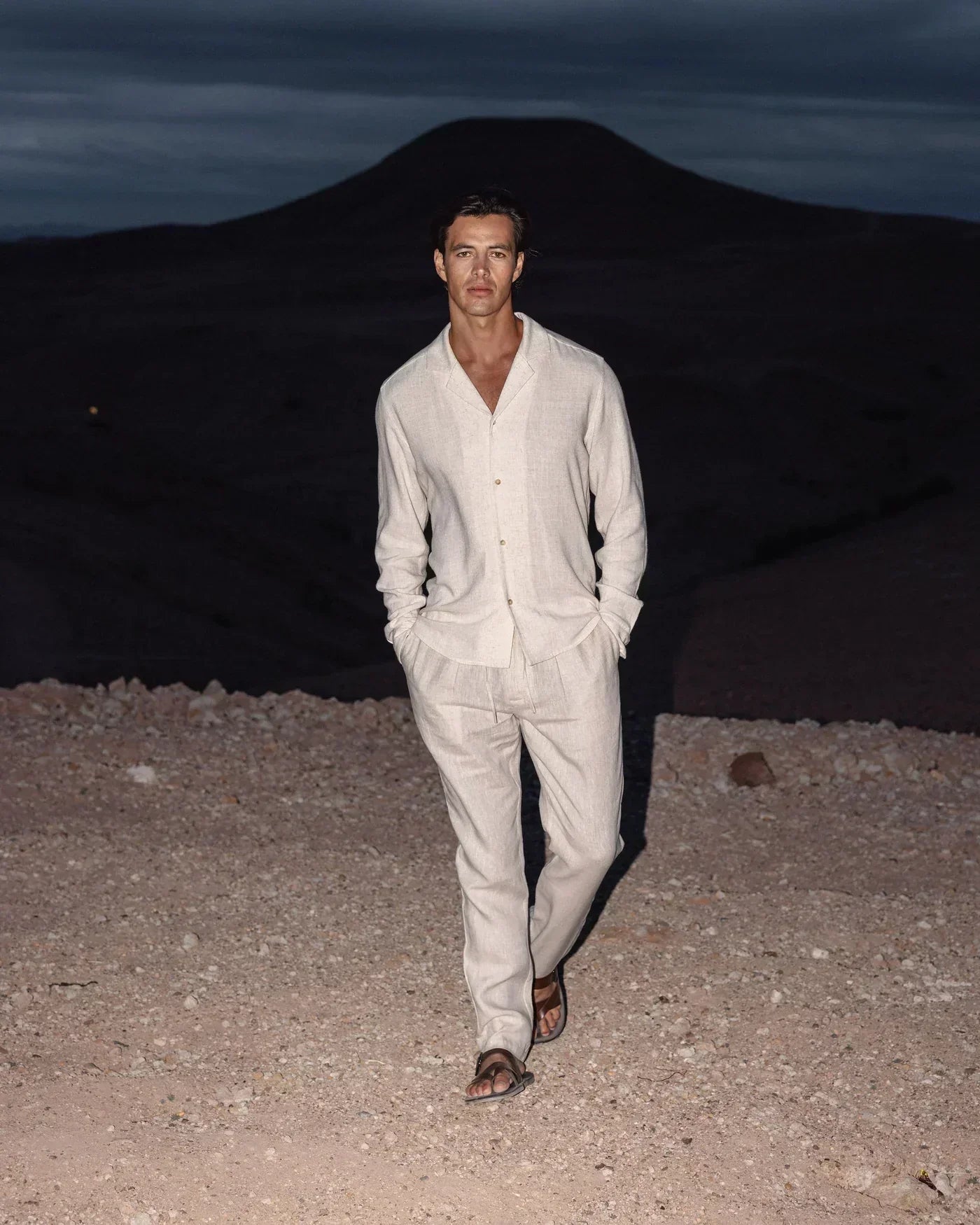Lightweight linen summer set for men with Cuban collar – Edward