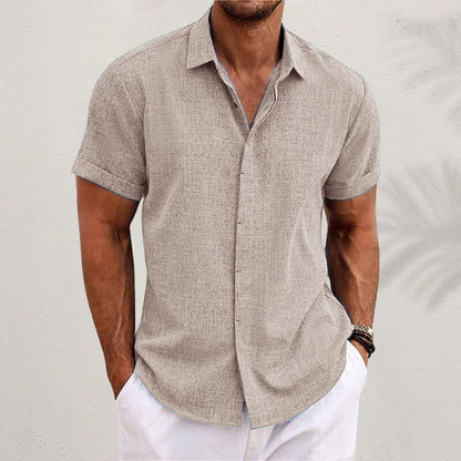 Short-sleeved cotton-linen shirt for men – Oscar