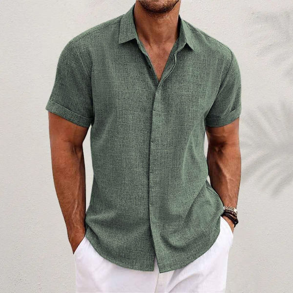 Short-sleeved cotton-linen shirt for men – Oscar