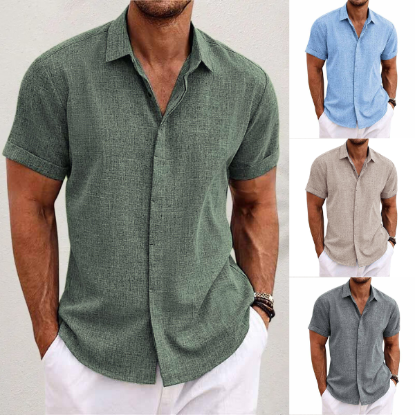 Short-sleeved cotton-linen shirt for men – Oscar