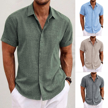 Short-sleeved cotton-linen shirt for men – Oscar