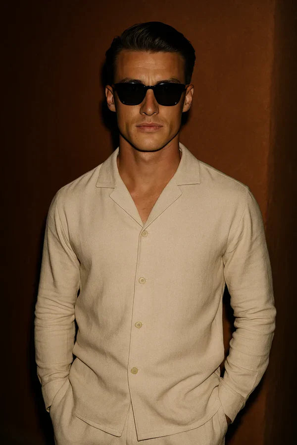 Stylish men's linen shirt with concealed button placket – Eliano