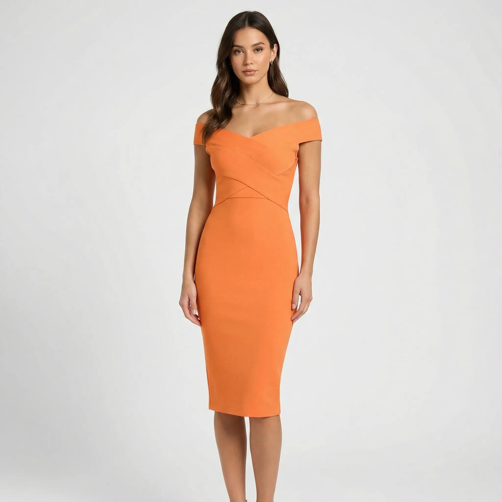 Off-Shoulder V-Neck Dress - Jill
