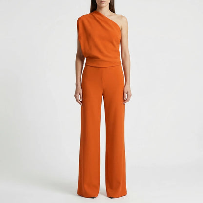 One-Shoulder Sleeveless Wide-Leg Jumpsuit - Carol