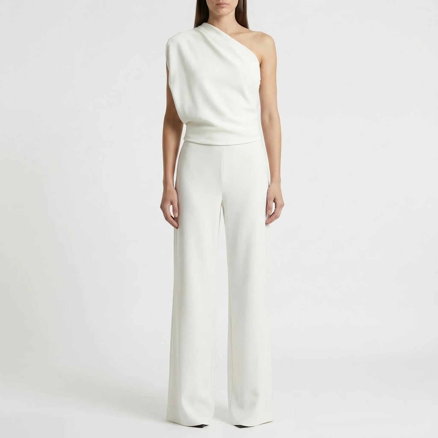 One-Shoulder Sleeveless Wide-Leg Jumpsuit - Carol