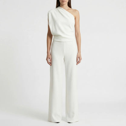 One-Shoulder Sleeveless Wide-Leg Jumpsuit - Carol