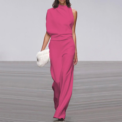 One-Shoulder Sleeveless Wide-Leg Jumpsuit - Carol