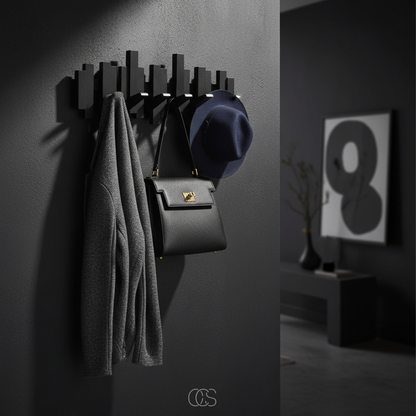 Wooden Piano Wall Coat Rack with Folding Hooks - Hall & Bedroom 2