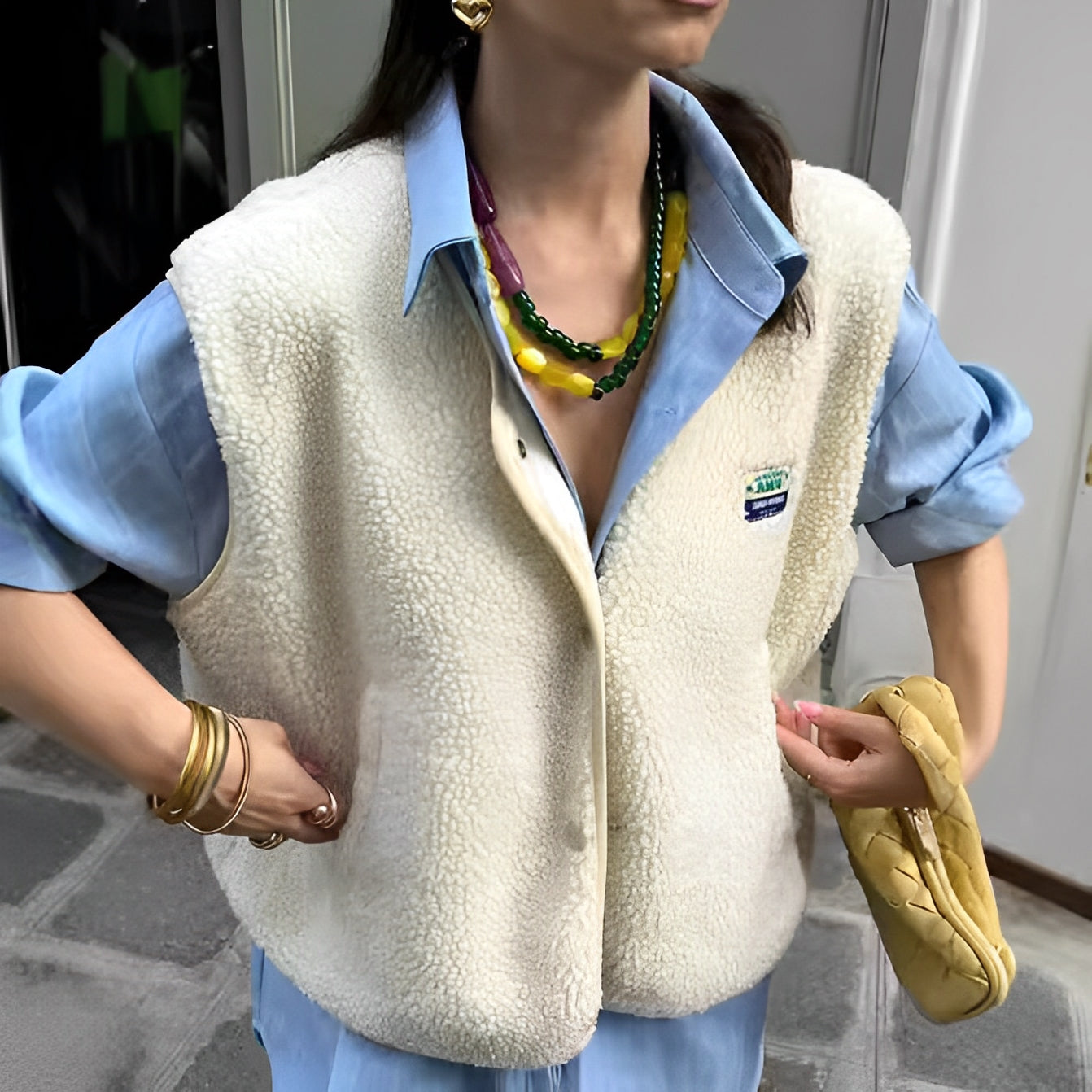 Open-Front Sleeveless Layering Vest - Claudia