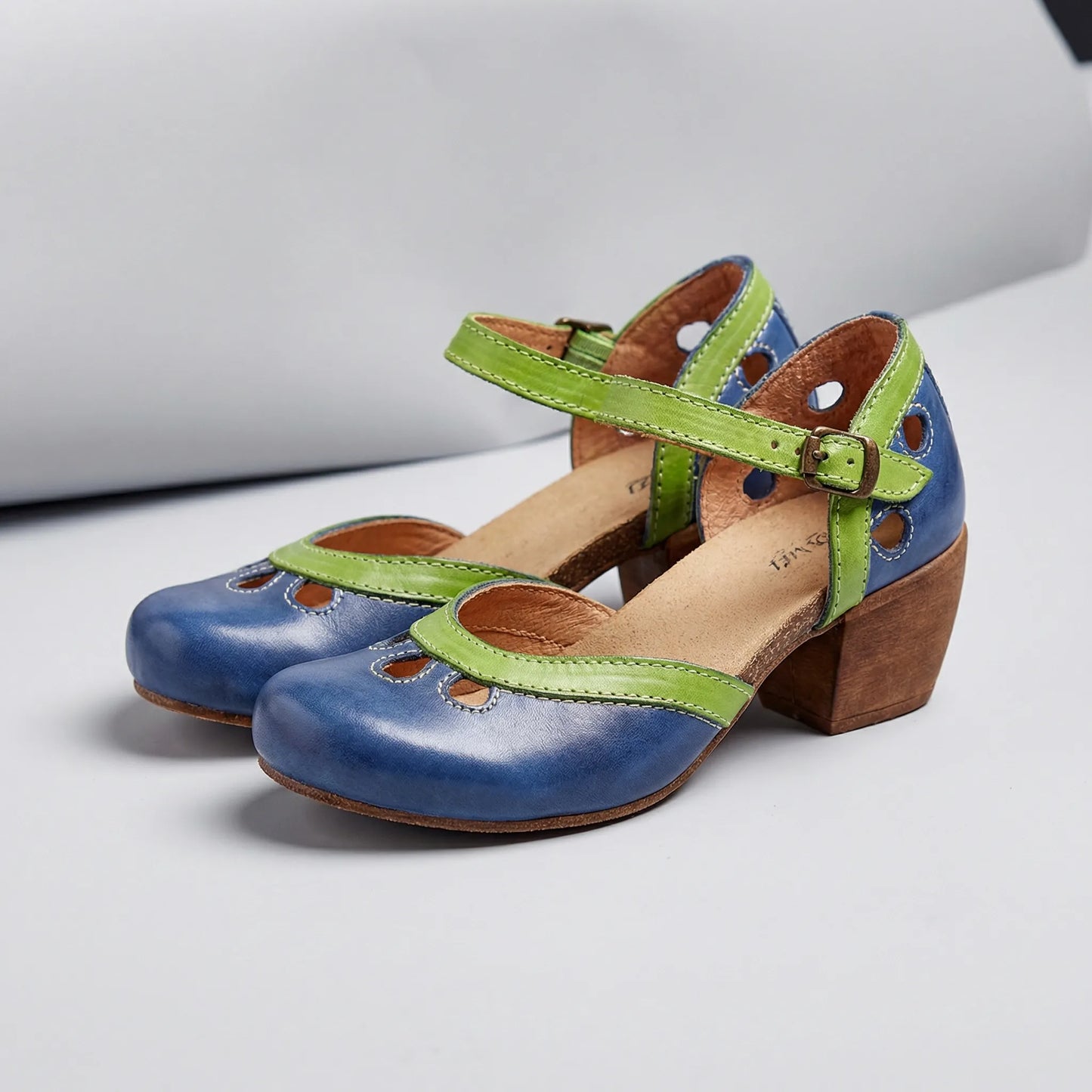 Open Toe Mid Block Heeled Sandals - Jenna