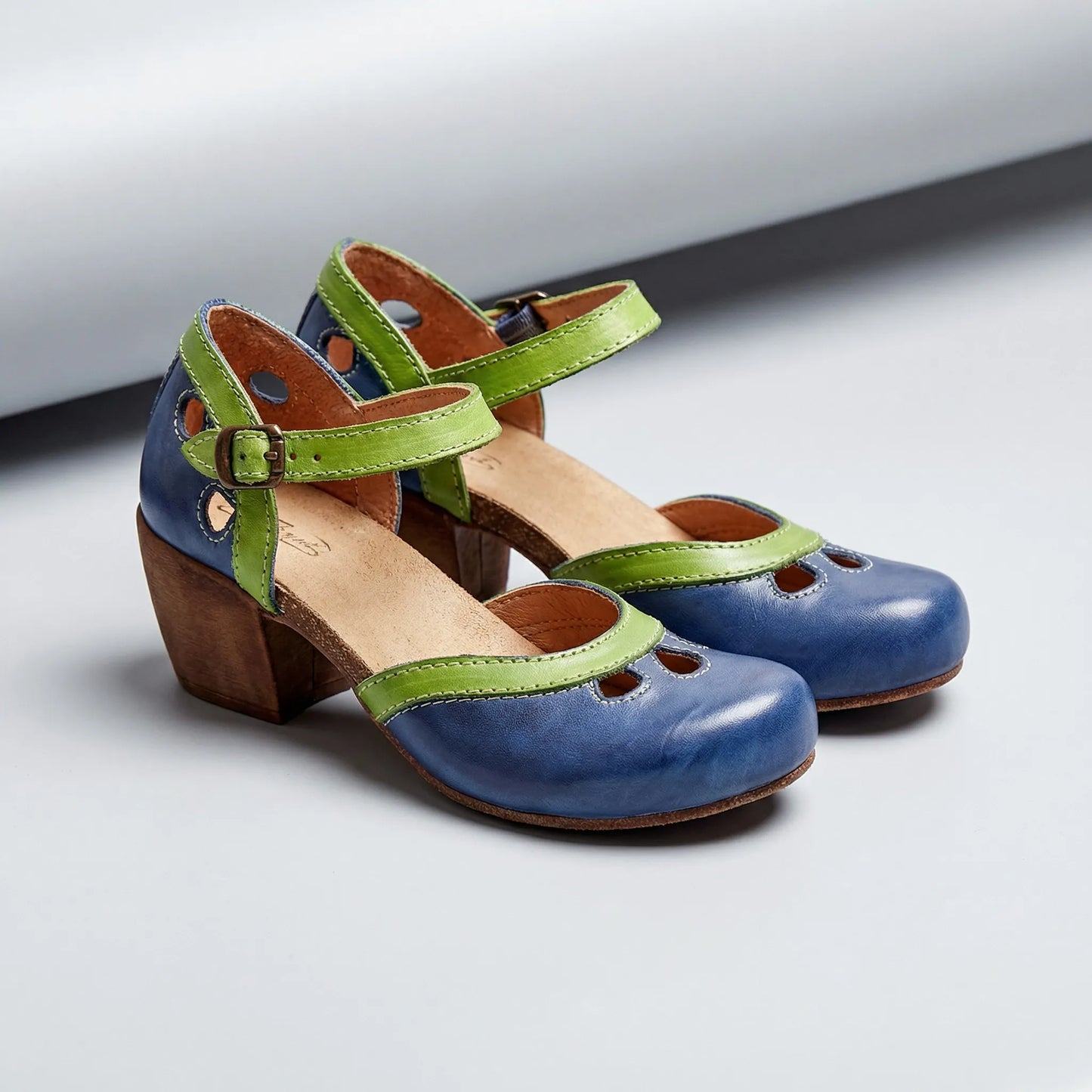 Open Toe Mid Block Heeled Sandals - Jenna