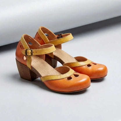 Open Toe Mid Block Heeled Sandals - Jenna
