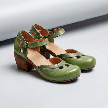 Open Toe Mid Block Heeled Sandals - Jenna